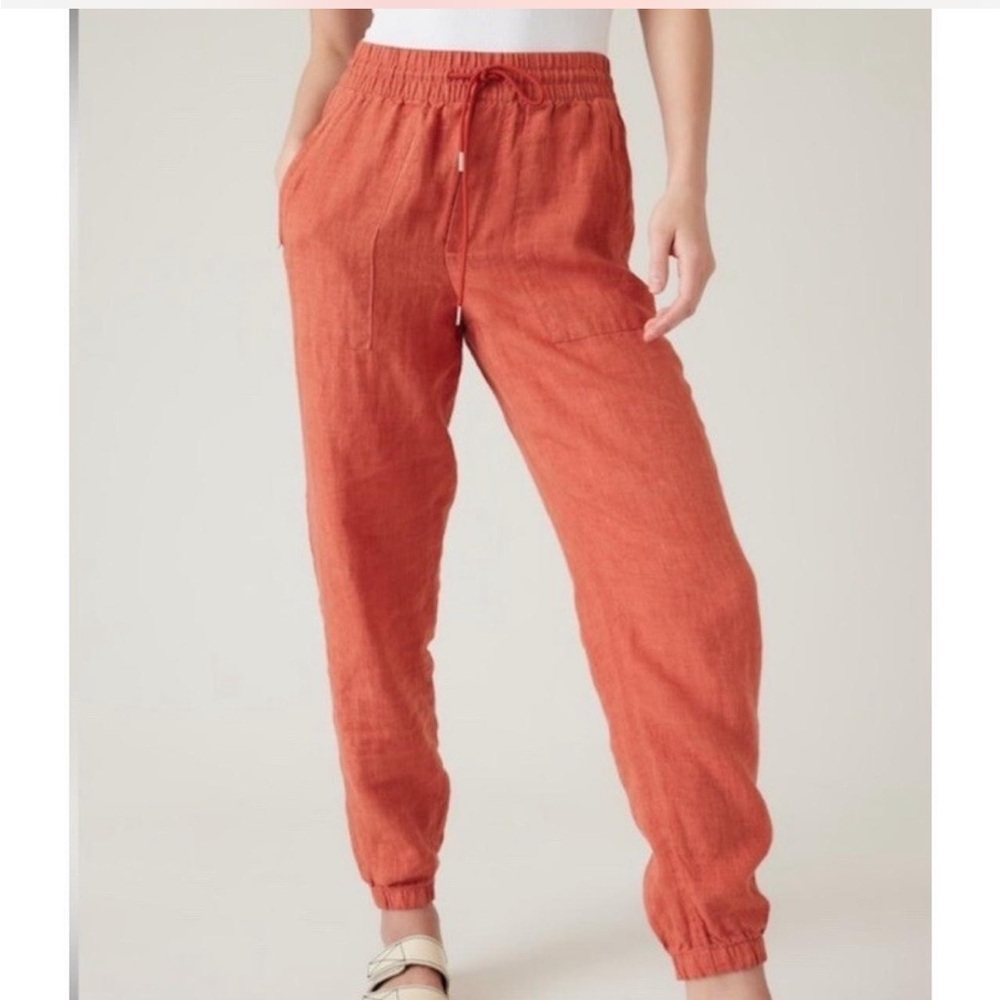 Athleta Retreat Linen Jogger Lightweight Linen Size 8 Resort Beach Coastal